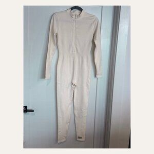 The Giving Movement Off White Unitard Jumpsuit Zip Front Activewear Size M